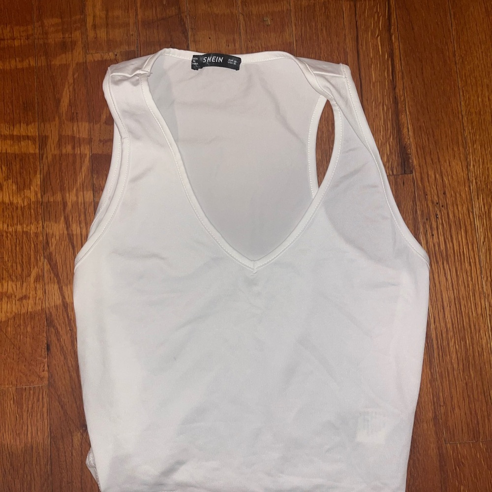 SHEIN White V-Neck Tank Top